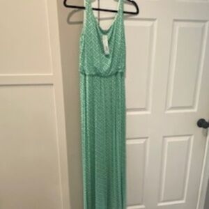 Sleeveless Green Maxi Dress- Size Small